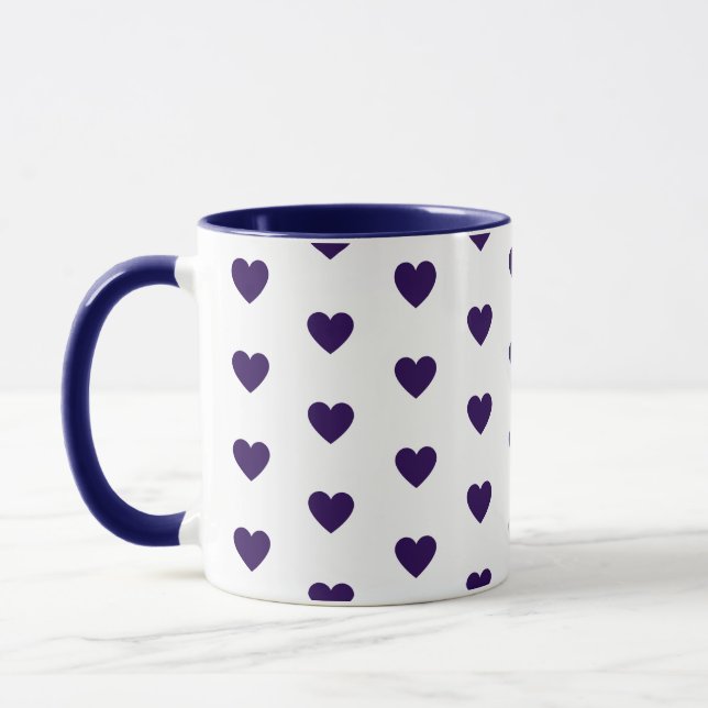 Taza Corazón estampado tazón de café azul y blanco (Izquierda)