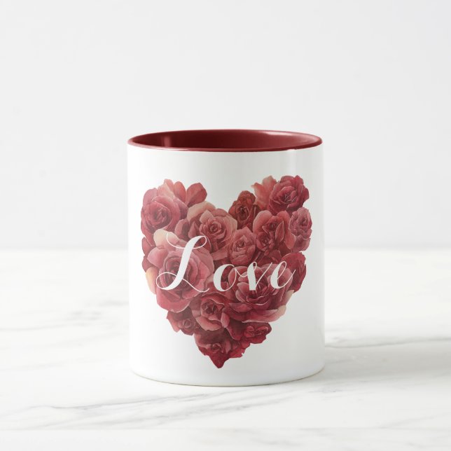 Taza Corazón Floral de Rosas Rojas (Centro)