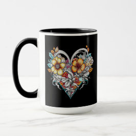 Taza Corazón floral personalizado con mensaje sensorial