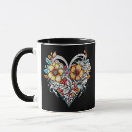 Taza Corazón floral personalizado con mensaje sensorial