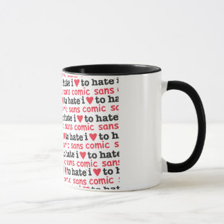 Taza corazón i para odiar cómico sin