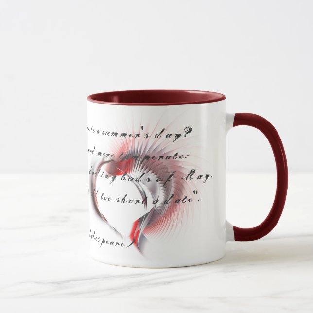Taza Corazón metalizado con el soneto de Shakespeare 18 (Derecha)
