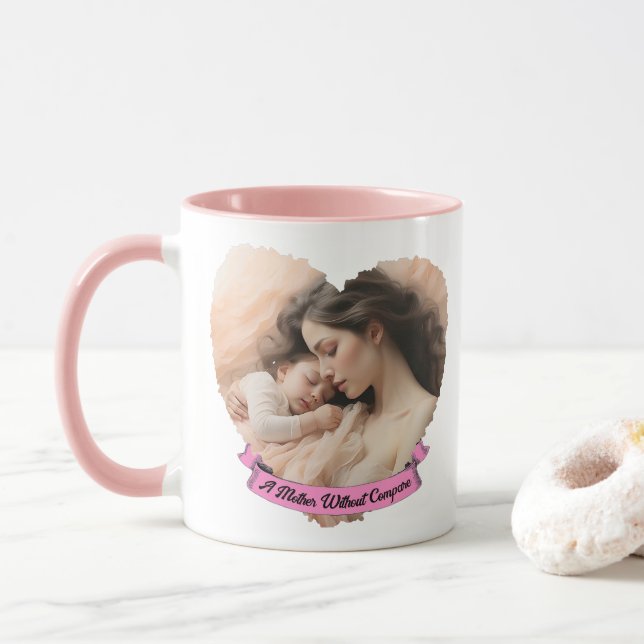 Taza Corazón, Personalizado Textos y foto (Con donut)
