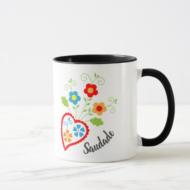 Taza Corazón popular portugués con palabra en salsa (Derecha)