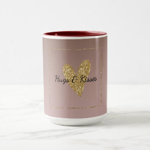 Taza Corazón Purpurina Ombre de crema de cacao marrón O