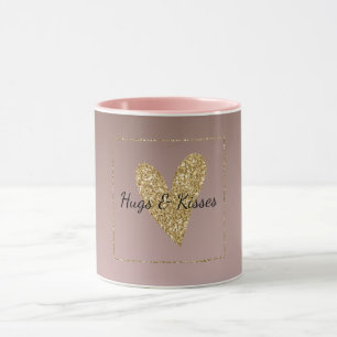 Taza Corazón Purpurina Ombre de crema de cacao marrón O