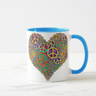 Taza Corazón retro de la paz del vintage