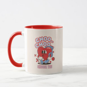 Taza Corazón Rojo Groovy Choo Choo Te Eligo a Ti San Va