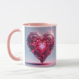 Taza Corazón rosa brillante futurista