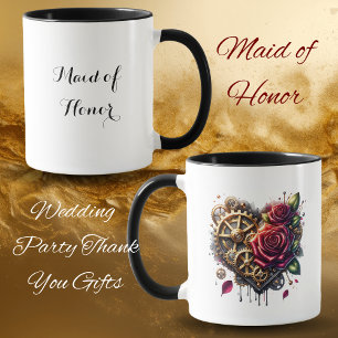 Taza Corazón Steampunk y Rosas Dama de Honor