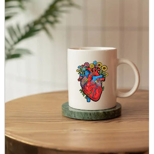 Taza Corazón y flores