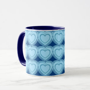 Taza Corazones abstractos modernos - azul cielo y cobal