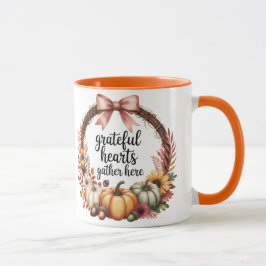 Taza Corazones agradecidos se reúnen aquí