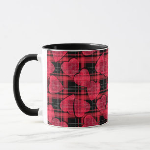 Taza Corazones aman el patrón de textura a rayas del Dí