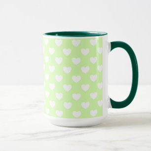 Taza Corazones Blancos Y Verdes De Color Pastel