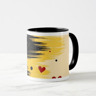 Taza Corazones de Amor Abstracto Pincelada