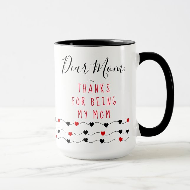 Taza Corazones de amor | Querida mamá personalizada (Derecha)