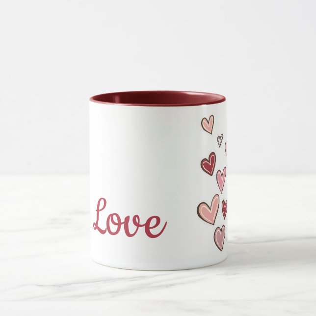 Taza Corazones de amor rosados rojos (Centro)