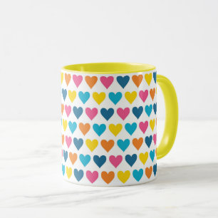 Taza Corazones de Arcoíris Coloridos Vibrantes