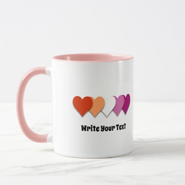 Taza Corazones de orgullo lésbico Mug (Izquierda)