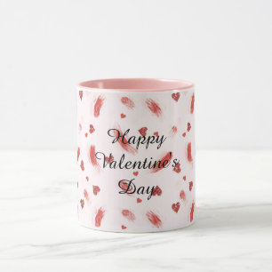Taza Corazones de Purpurina Roja Estrellas Día de San V