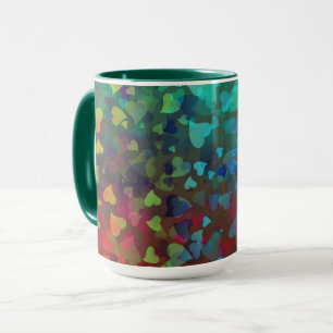 Taza Corazones en caída rojos y verdes
