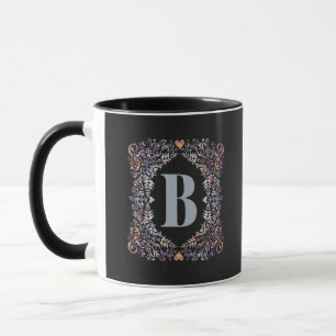 Taza Corazones modernos y florales y letra B