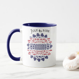 Taza Corazones patrióticos sicodélicos norteamericanos 