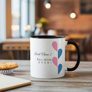 Taza Corazones Personalizados de Pareja Rosa y Azul Mit