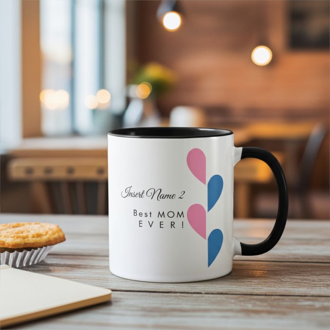 Taza Corazones Personalizados para Parejas Rosa y Azul  (Subido por el creador)