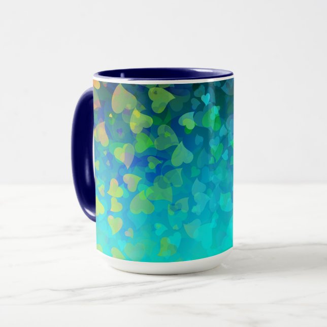 Taza Corazones que caen Aqua (Anverso izquierdo)