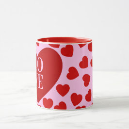 Taza corazones rojos con amor rosado