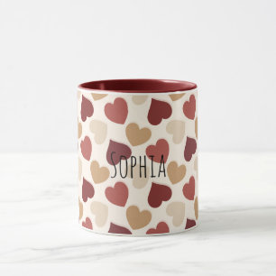 Taza Corazones Rojos Crema Dorado