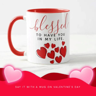 Taza Corazones rojos curados bendecidos por tenerte en
