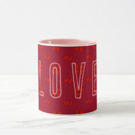 Taza Corazones rojos de San Valentín sobre el amor rojo
