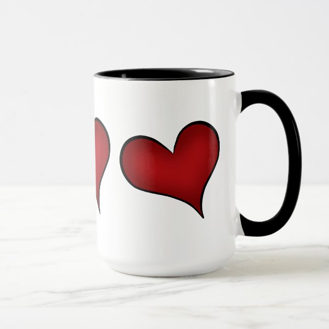 Taza corazones rojos día de San Valentín (Derecha)