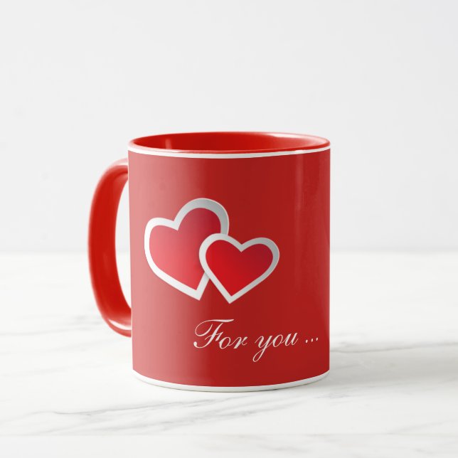 Taza Corazones rojos para ti... Personalizar (Anverso izquierdo)