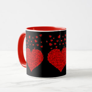 Taza Corazones rojos sobre negro-negro