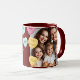 Taza Corazones rojos y mensaje fotográfico | Día de la 