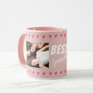 Taza Corazones rosas mejor tipografía de amigos 2 foto