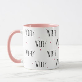 Taza Corazones simples y cortos + texto "Wifey" | Amor