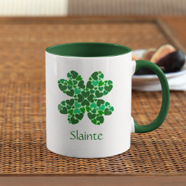 Taza Corazones verdes Shamrock personalizado
