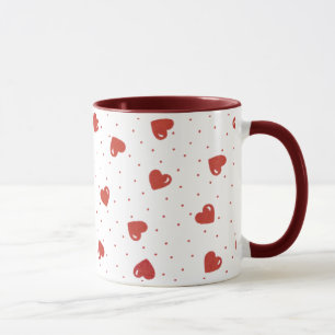 Taza Corazones y lunares rojos