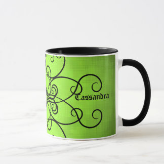 Taza Corazones y remolinos negros y livianos