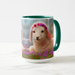 Taza Cordero de Pascua con flores -