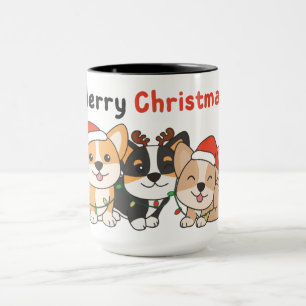 Taza Corgi Navidades Animales cortan a los perros Feliz