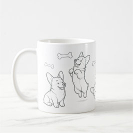 Taza Corgi Taza de café con perro dibujado a mano