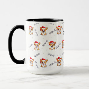 Taza Corgis en el patrón de los Navidades Santa Hats