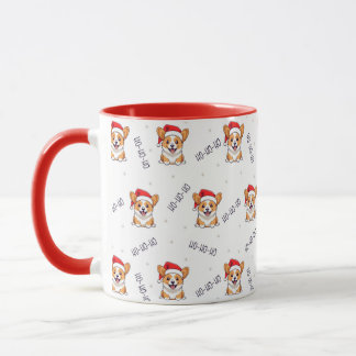 Taza Corgis en el patrón de los Navidades Santa Hats