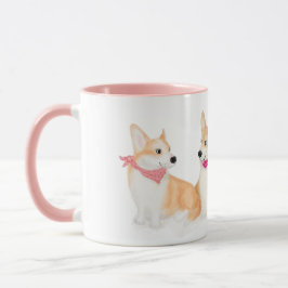 Taza Corgis galés lindo con pañuelos rosados
